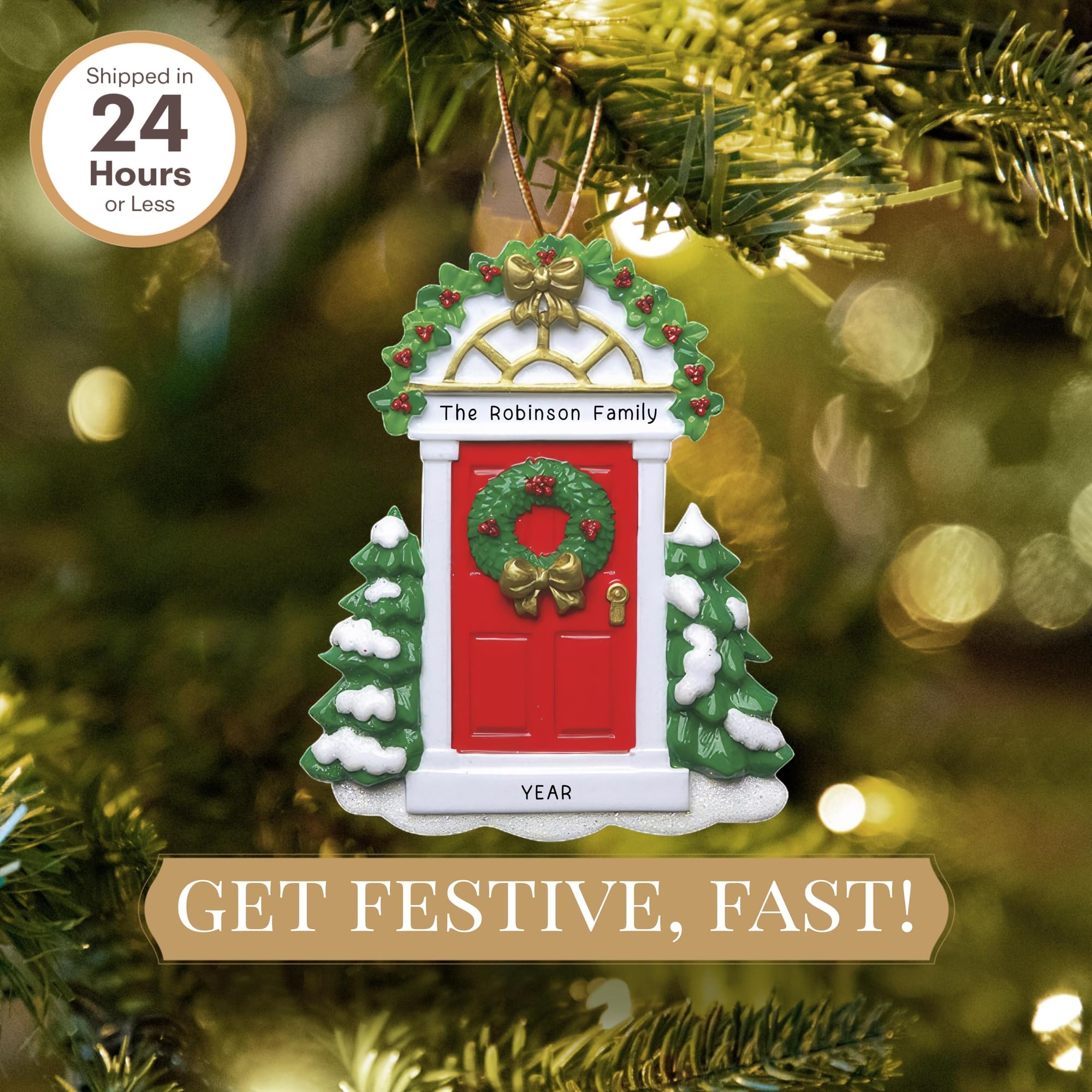 Amazon｜レッドドアの名前入りオーナメント - (ユニークなクリスマス